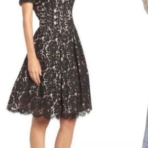 Eliza J Black and White Lace Midi Dress